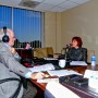 CMF producer-reporter, Stephen McKenney Steck at interview with Brenda Carey, chairman, Seminole County Board of County Commissioners, and district #5 commissioner (photo - Charles E. Miller for CMF)