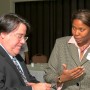 At left Craig Crawford, journalist, TV pundit, author and blogger with luncheon guest (photo - Charles E. Miller for CMF)