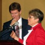 At right, moderator and Tiger Bay Club president, Claramargaret Groover with Mark O'Mara (photo - Charles E. Miller for CMF)