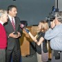 Panel member Bob Dallari (2nd from left) interviewed by local TV (photo - Charles E. Miller for CMF Public Media)
